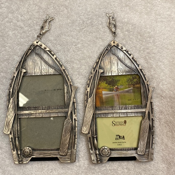 Vintage Sixtress Pewter Double Photo Frames - 3X2 Lot of 2 - Picture 1 of 6